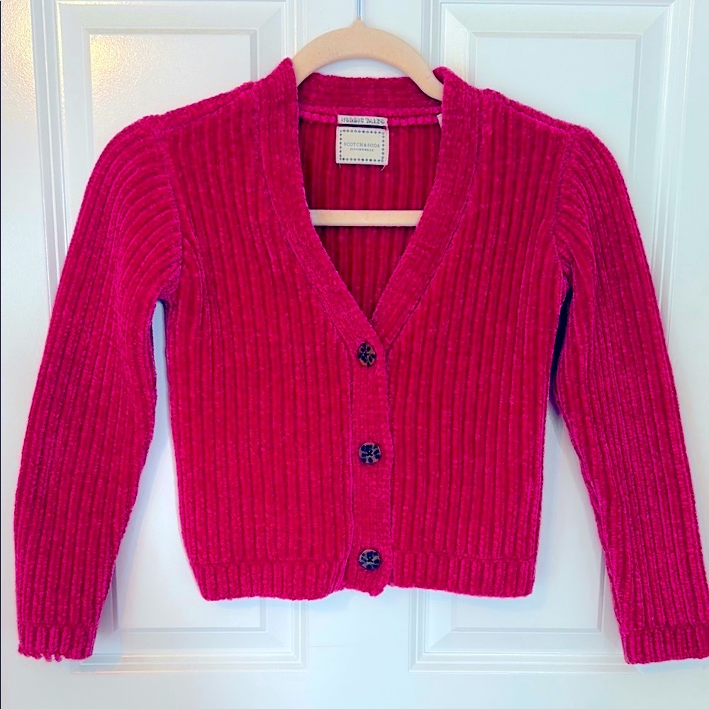 Scotch & Soda Kids Pink Ribbed Button-Up Cardigan